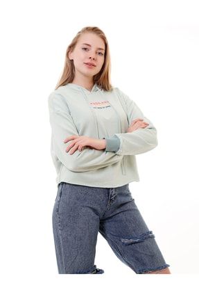 Ön&arka Ayıcık Baskılı Kapüşonlu Oversize Sweatshirt MT1119