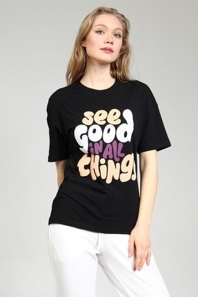 See Good In All Things Baskılı Somon T-shirt MT1157