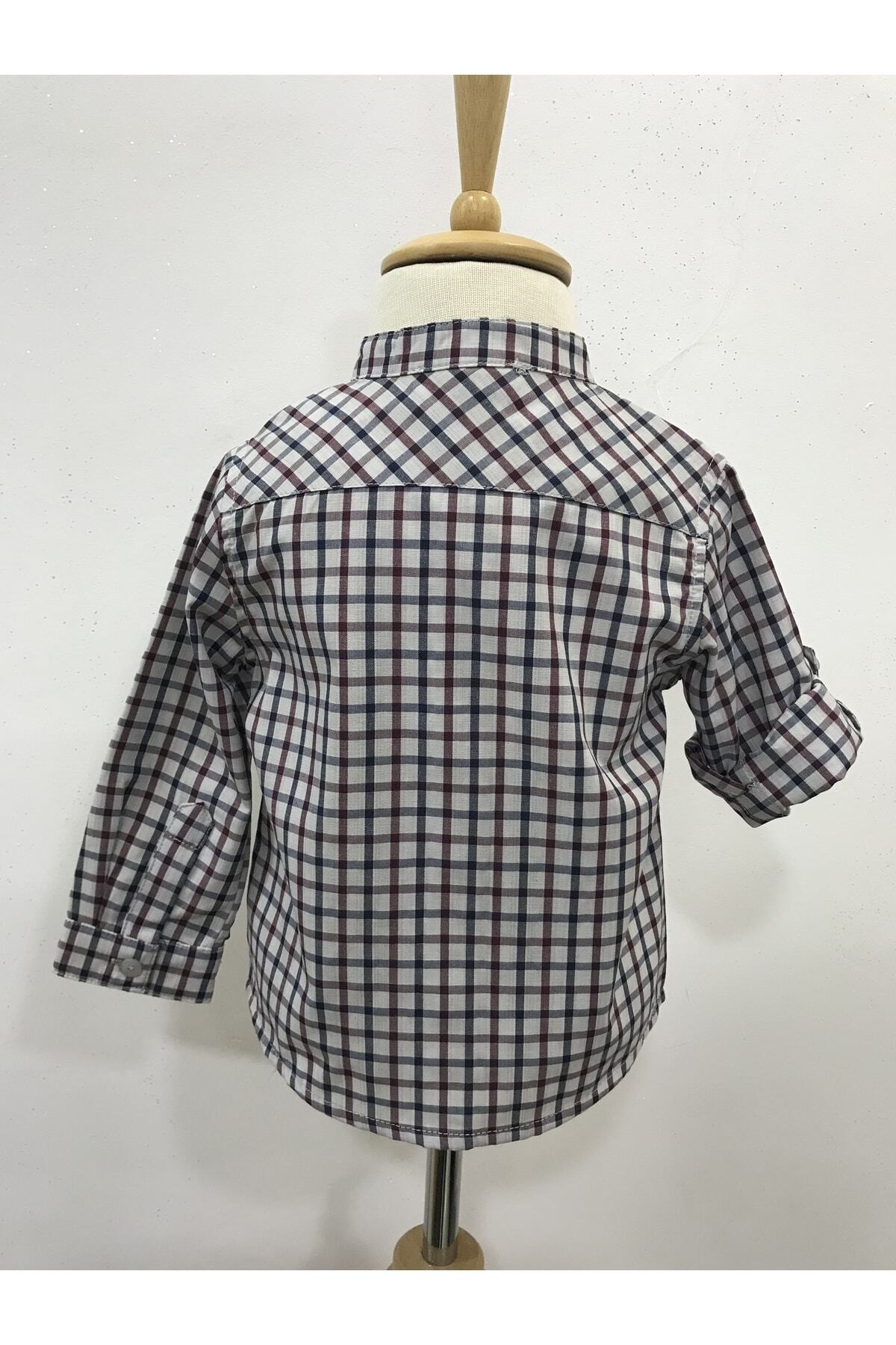 çikoby Erkek Bebek Bordo Kareli Gömlek fotoğrafı 2 (önizleme)