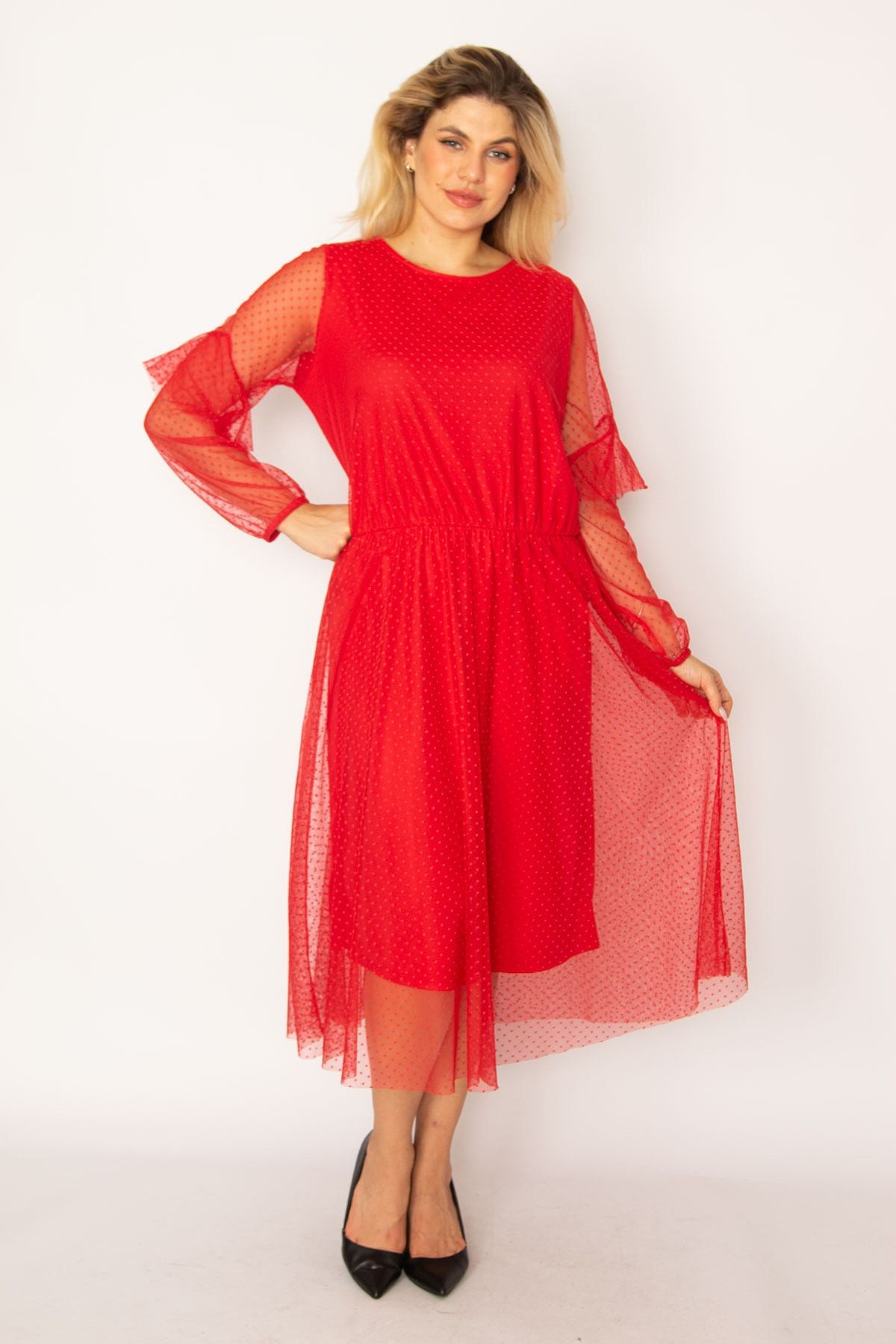 Plus size sales red tulle dress