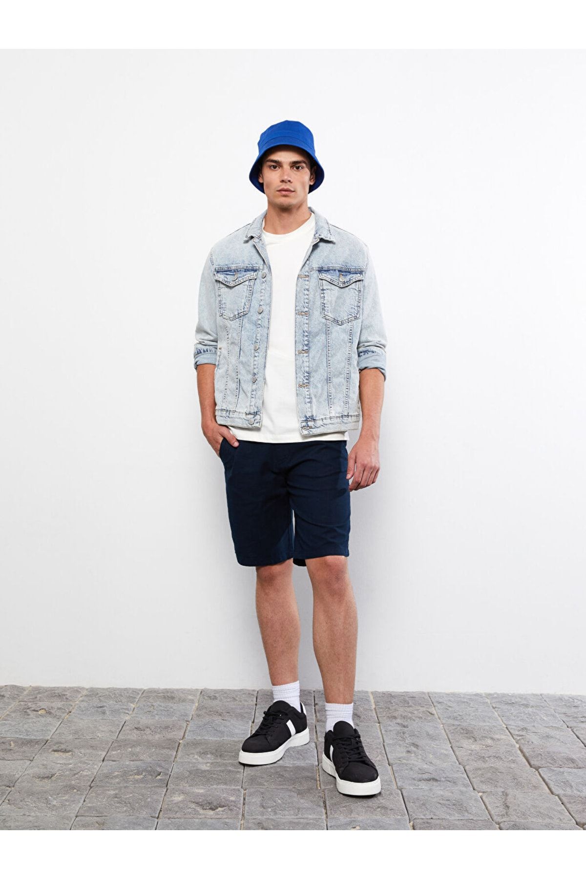 LC Waikiki-Standard Pattern Linen Men's Shorts 2