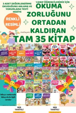 1.sınıf Öğrencileri Için Okumayı Sevdiren Ve Geliştiren Tam 35 Kitap Evony Tonguç Tude Kırmızı 32526