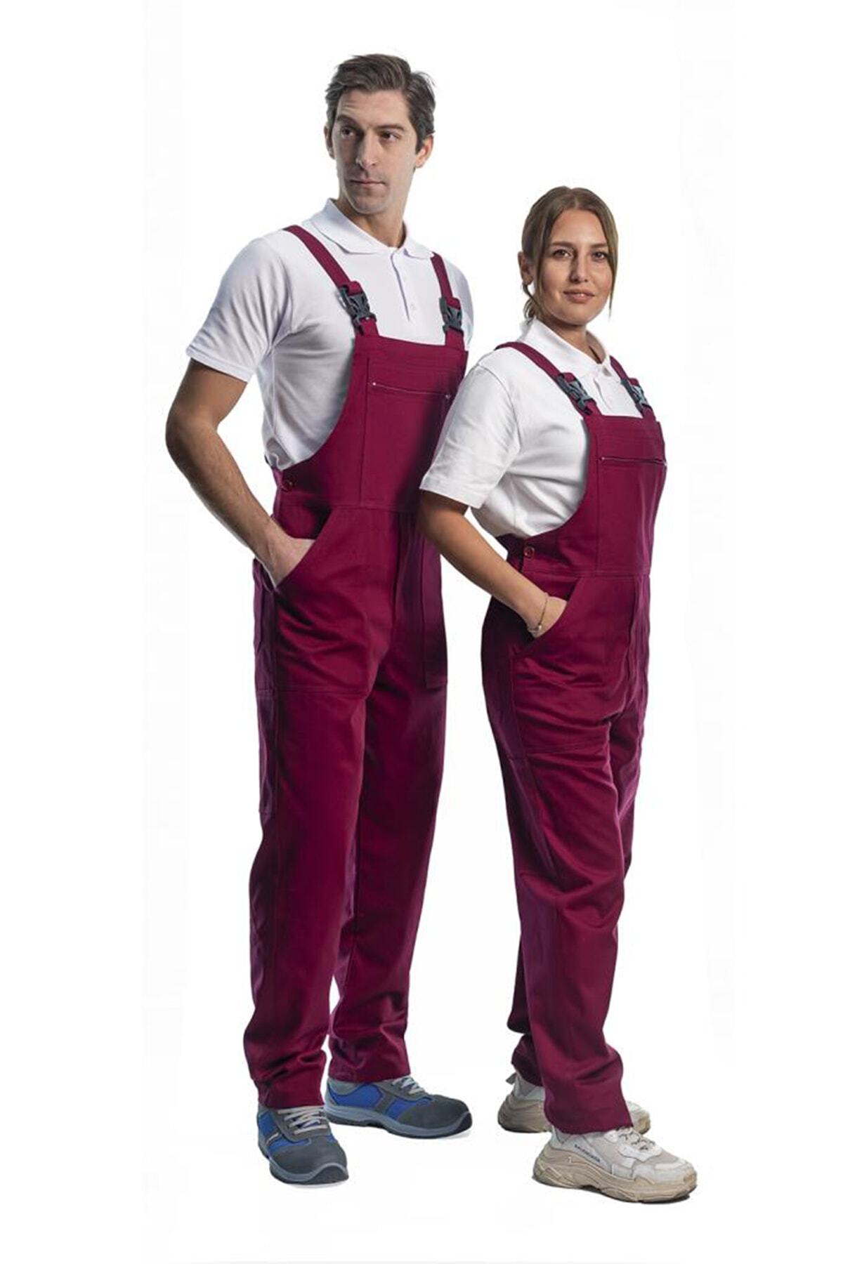 Şensel Bahçıvan Tulum, Bordo -8e415- Üniforma, Askılı Tulum