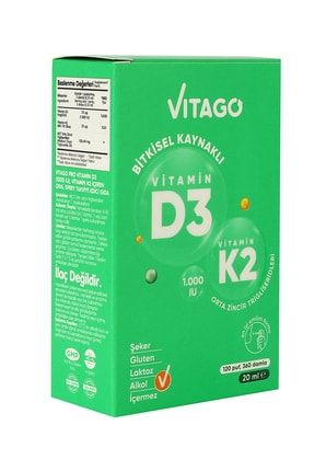 D3 Vitamini (1000 IU) + K2 Vitamini İçeren 20 ml Bitkisel Bazlı Sprey 8682960479144