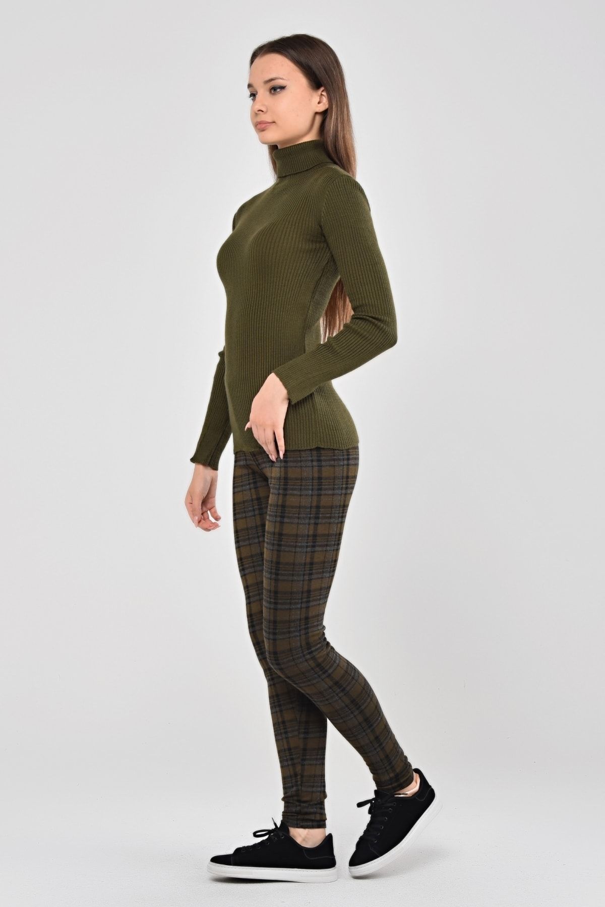 SEVG L M Leggings Khaki High Waist Trendyol