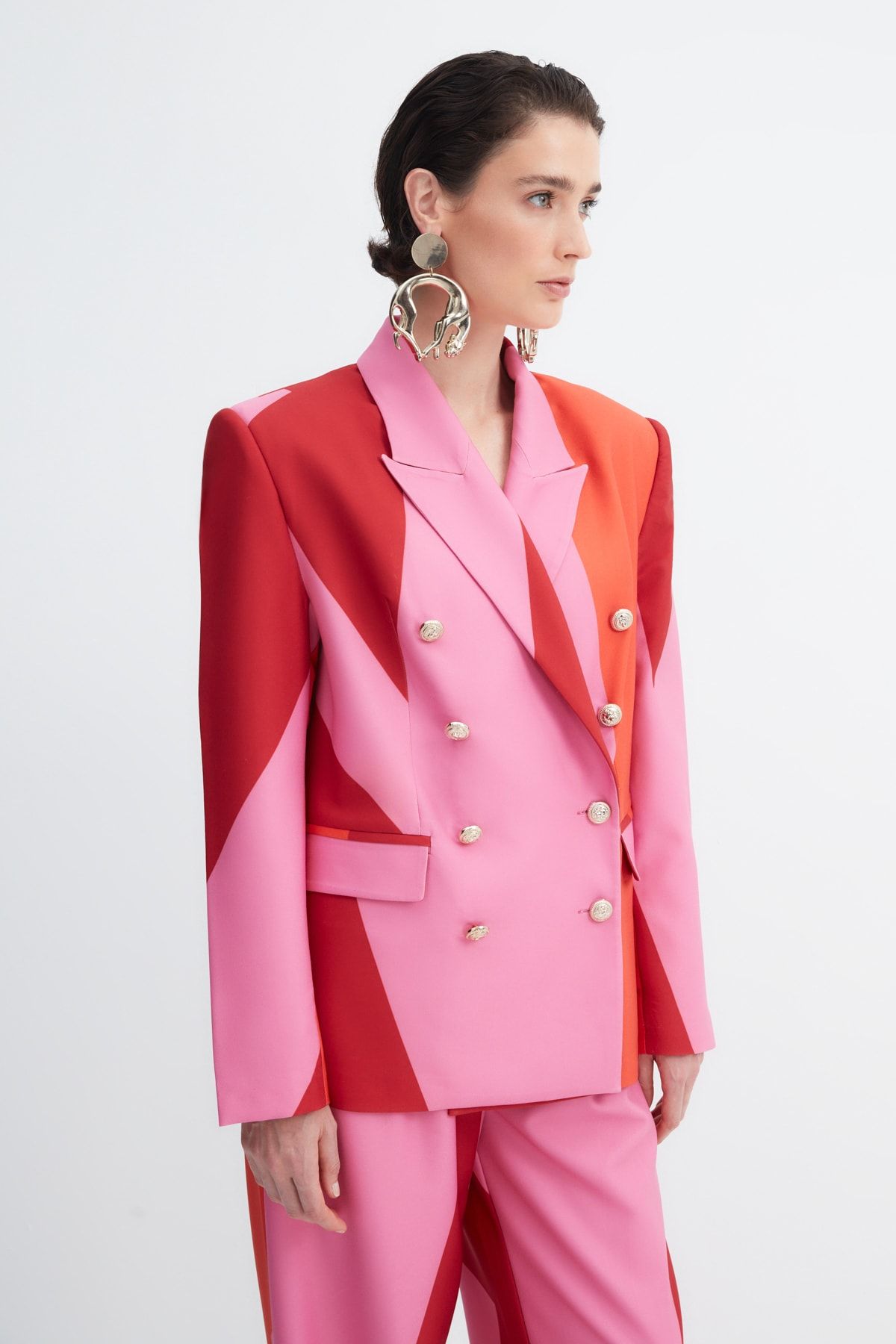 Trendyol Collection-X Zeynep Tosun Multi-Colored Button Detailed Oversize bunda TPRAW23CE00016 3