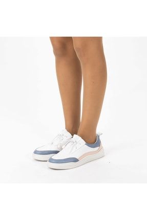 Kadın Beyaz-pudra Hakiki Deri Günlük Spor Ayakkabı / Sneakers PRA-6702174-778546