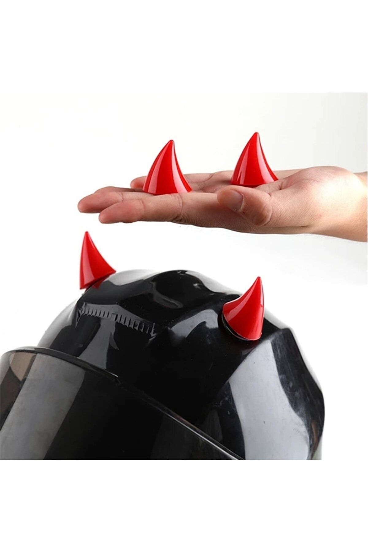 Emr Store Kırmızı Kask Boynuz Süsü Aksesuarı Takım Kırmızı Kask Boynuzu