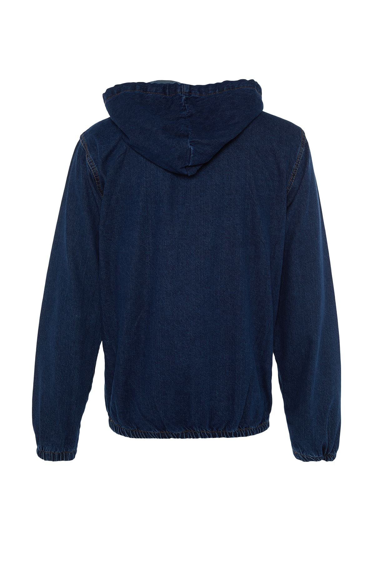 TRENDYOL MAN Lacivert Erkek Fermuarlı Kapüşonlu Denim Ceket TMNSS20CE0097 CE10798