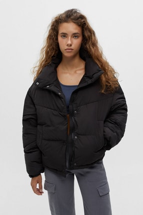 Pull & Bear Dik Yaka Şişme Mont