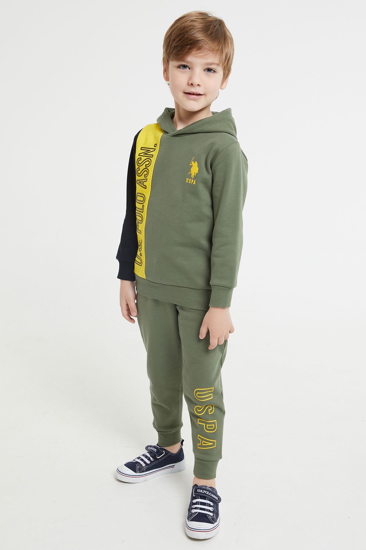 U.S. Polo Assn. Licensed Stripe Detailed Khaki Boy s Hooded