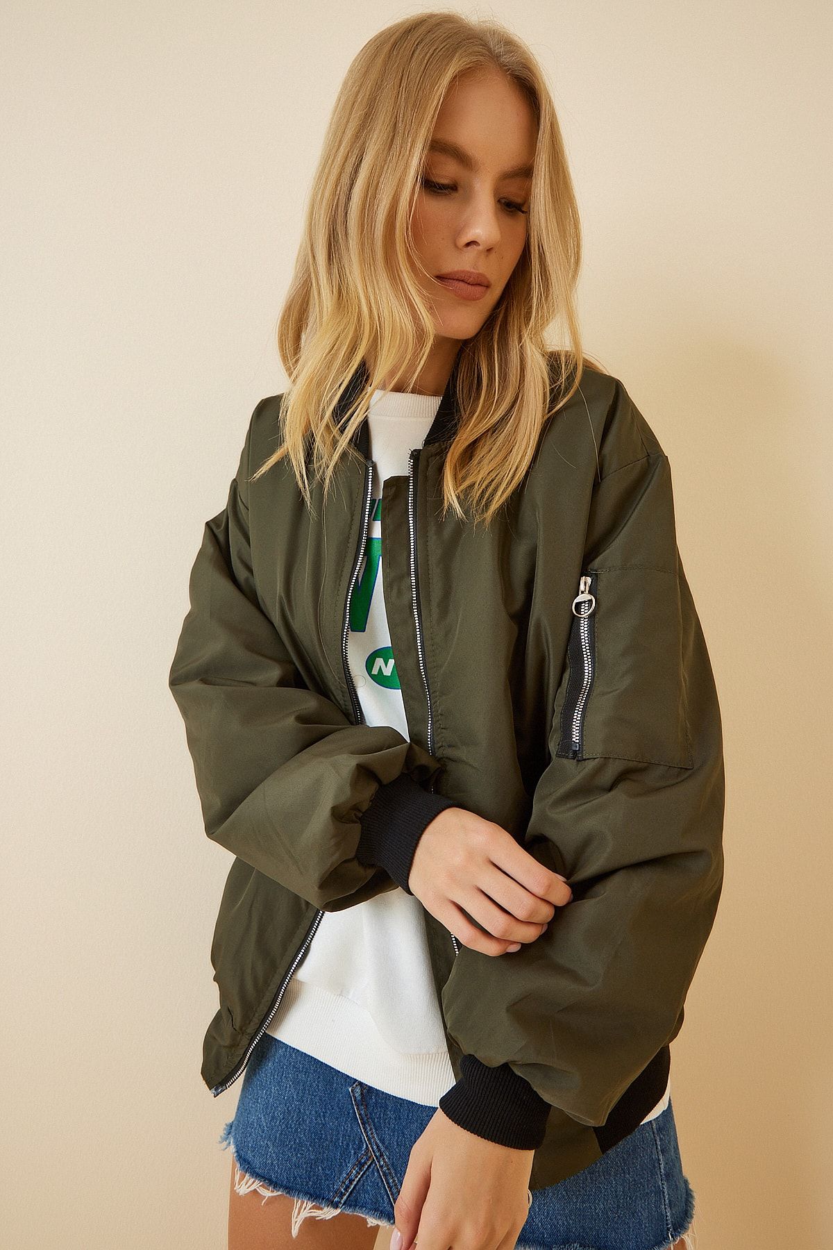 Happiness stanbul Winter Jacket Khaki Bomber jackets Trendyol