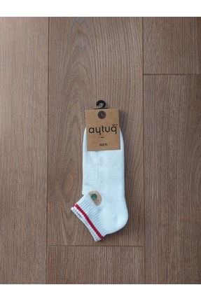 Beyaz Erkek Havlu Taban 2 Çift Patik Çorap 22474