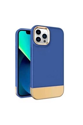 Apple Iphone 12 Pro Uyumlu Kılıf Gold Stil Silikon Kılıf Mavi 3575-m443