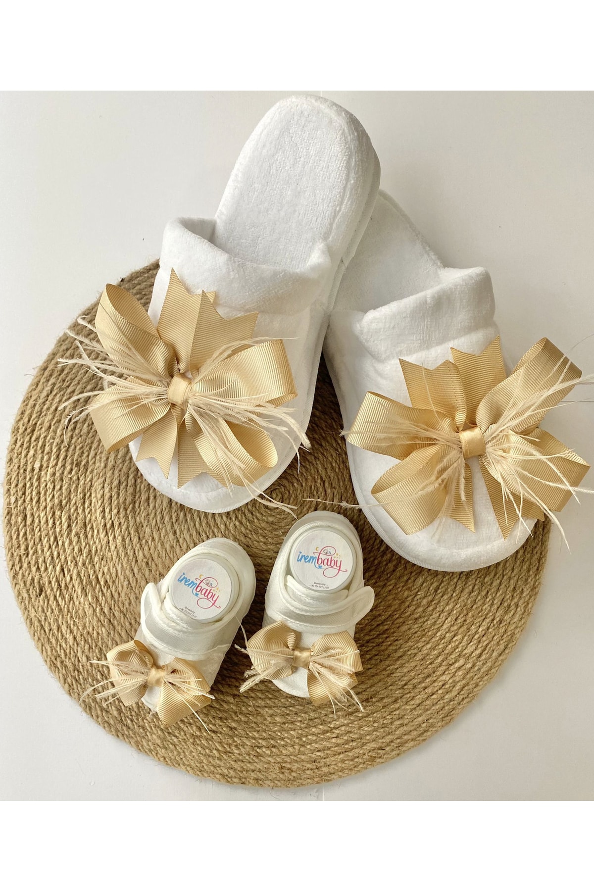 irembaby Anne Bebek Lohusa Seti Gold Lohusa Tacı Lohusa Terlik Ve Bebek Ayakkabısı Lohusa Takımı fotoğrafı 2 (önizleme)