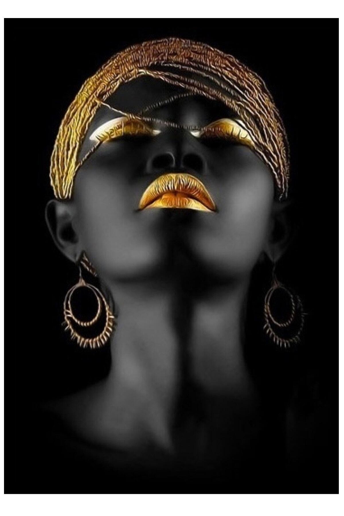 Hobi Butik Kanvas Tablo Afrikalı Kadın Dekoratif Moda Duvar Dekorasyon Tablo 50x70