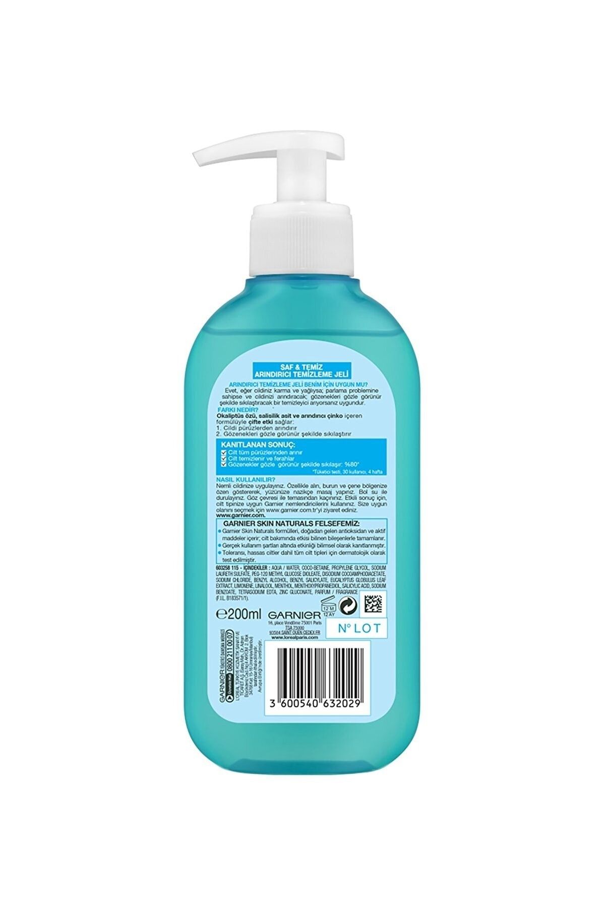 ژل پاک کننده پاک کننده خالص در برابر چربی و ناخالصی 200ml -lws Garnier