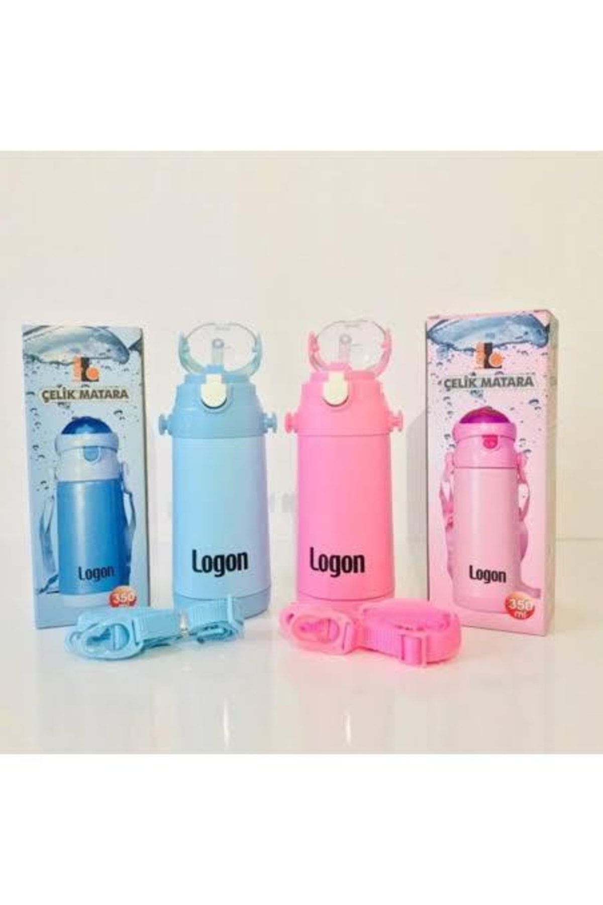 Logon-Lg340 380 ml Steel Flask with Straw (WITH BLUE AND PINK COLOR OPTION) 2