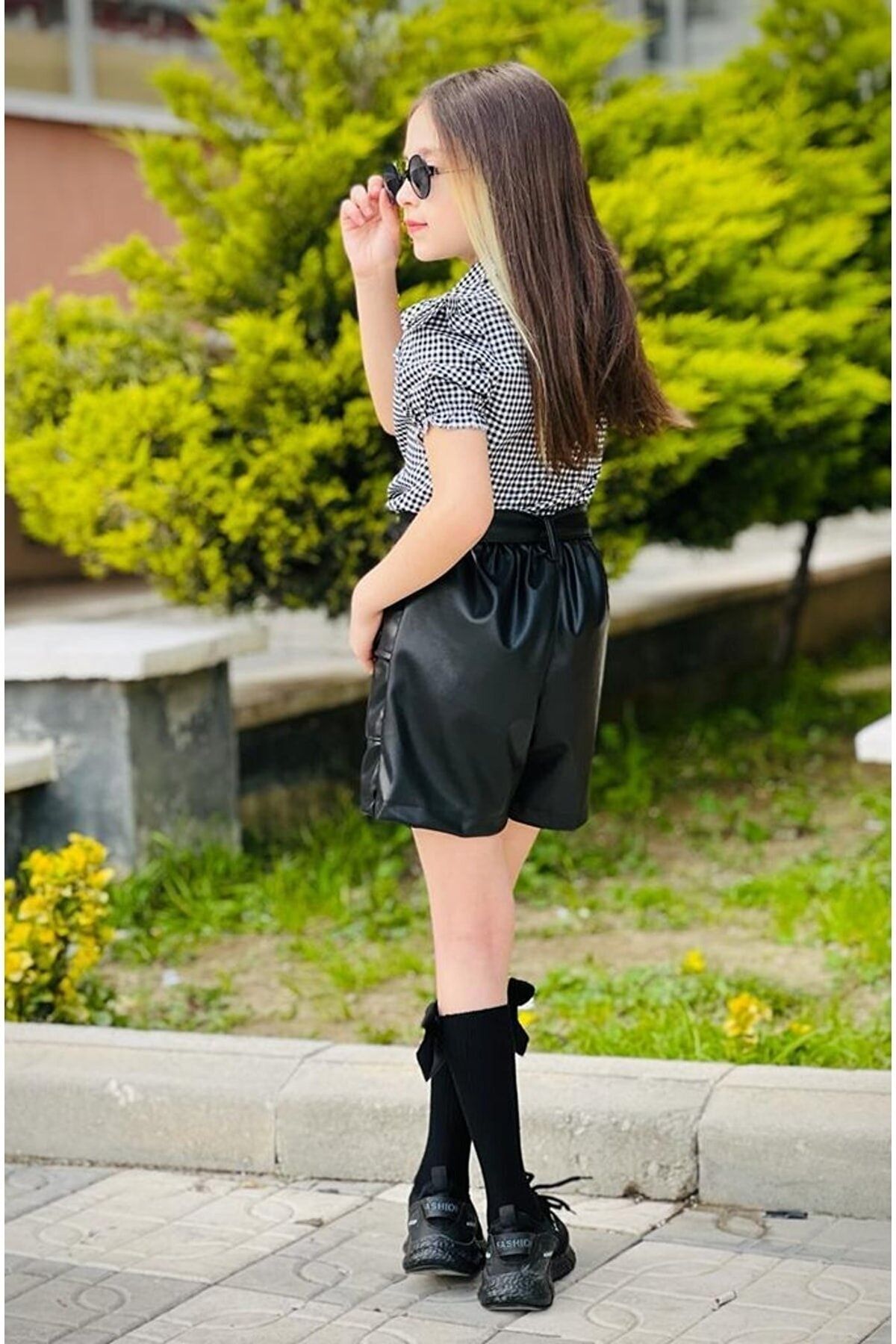 Kids leather hot sale shorts