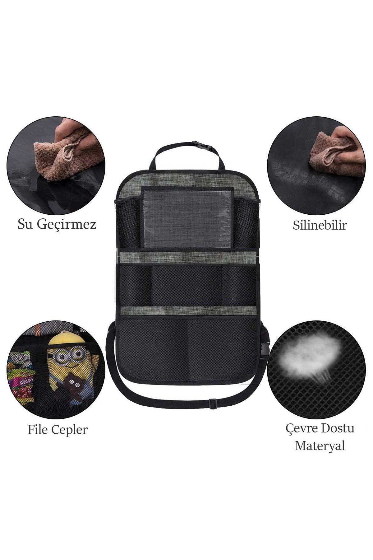 BabySafe Araba Koltuk Arkası Eşya Düzenleyici Organizer Koltuk Arkası Koruyucu Tablet Cepli 2adet Grey fotoğrafı 2 (önizleme)