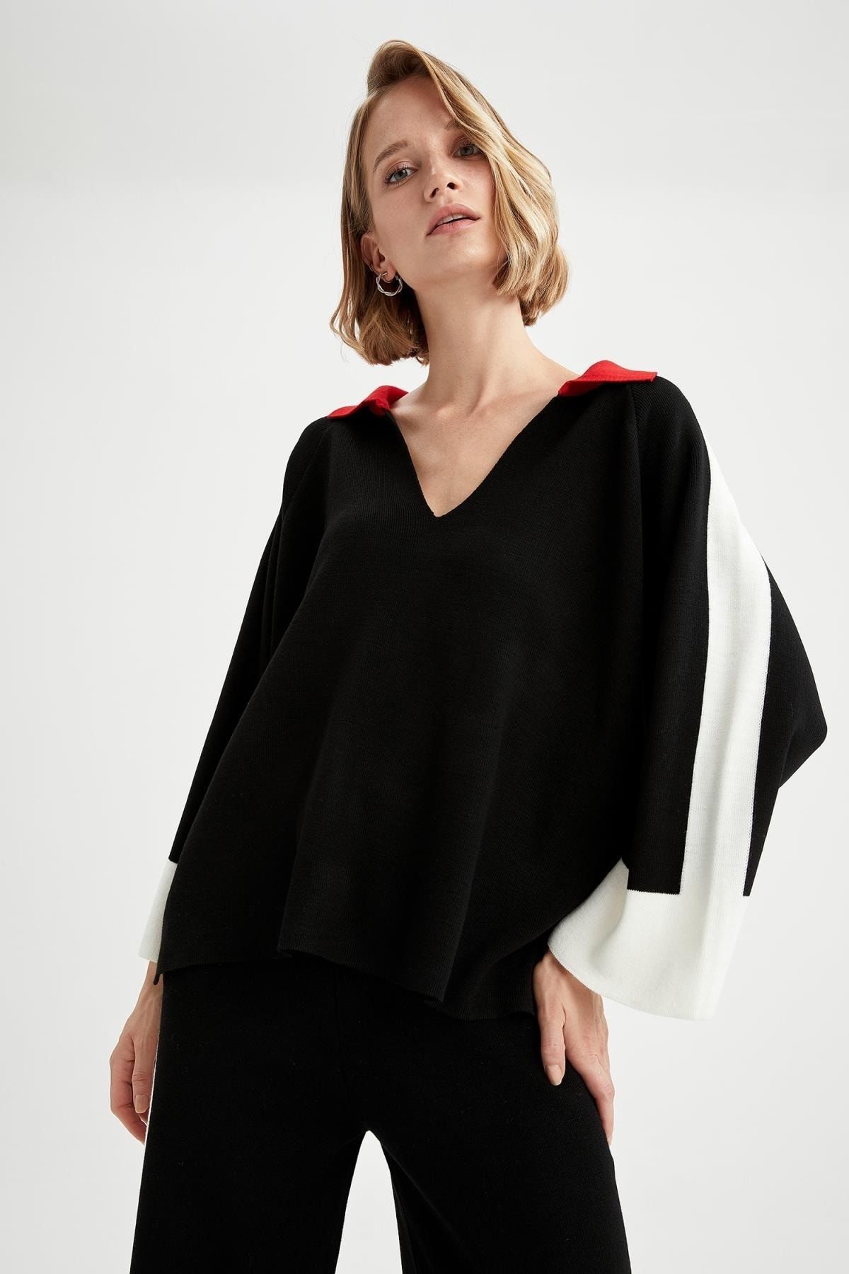 DeFacto Pullover Schwarz Relaxed Fit
