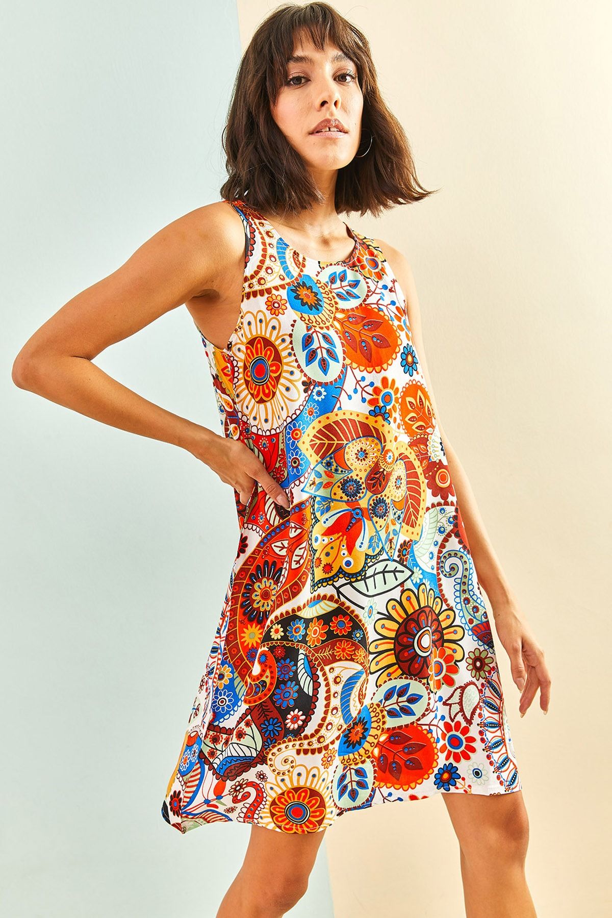 Bianco Lucci Kleid Orange A-Linie