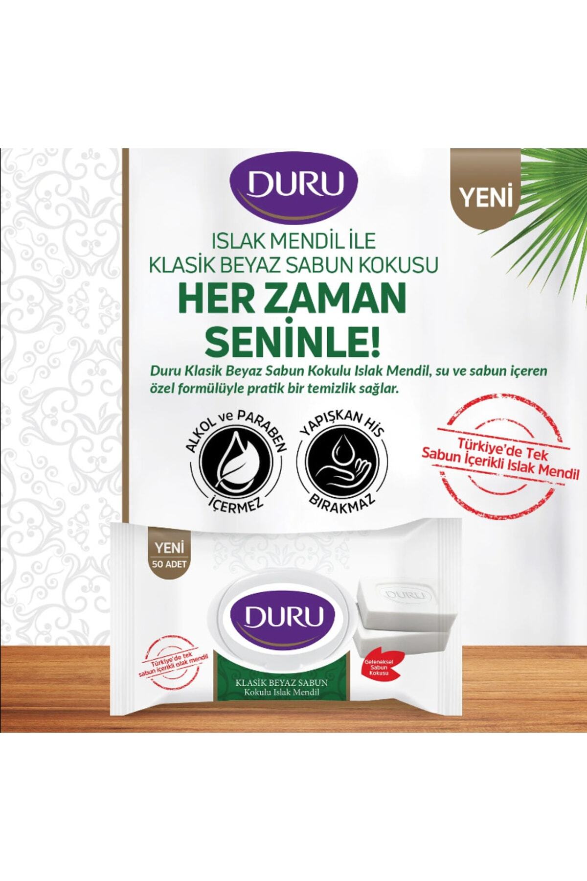 Duru Beyaz Sabun Kokulu Islak Mendil 50 Adet fotoğrafı 3 (önizleme)