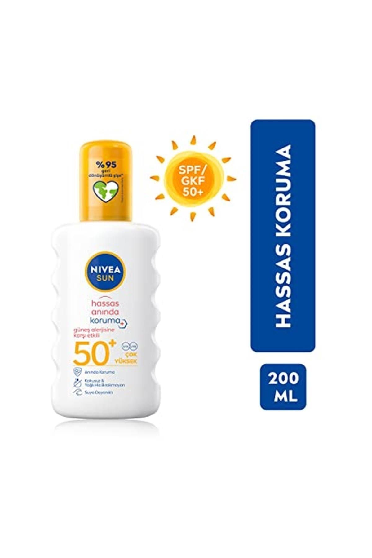 NIVEA ضدآفتاب اسپری فوری SPF 50+ مقابل حساسیت‌های آفتابی 200 میلی‌لیتر بسیار با کیفیت بالا
