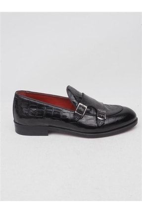 Siyah Kroko Hakiki Deri Erkek Klasik Ayakkabı Chelsy P7760S3621