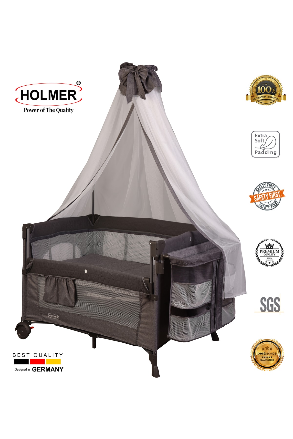 Holmer Maxi Comfort Coolstyle (ANNE YANI) Cibinlikli Deluxe Oyun Parkı/anne Yanı 70x110cm Gri