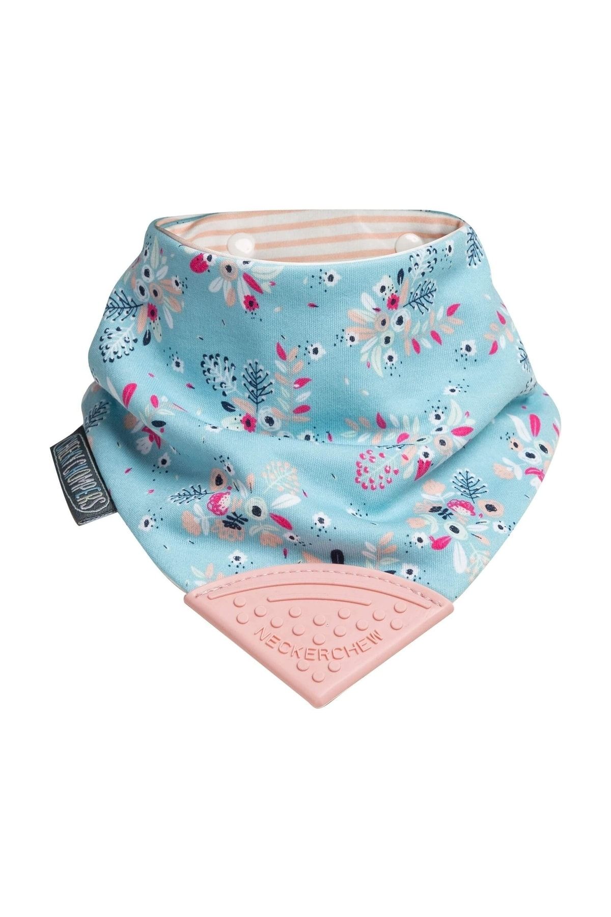 CHEEKY CHOMPERS-Neckerchew Botanical Bloom Cotton Teether Bib 1