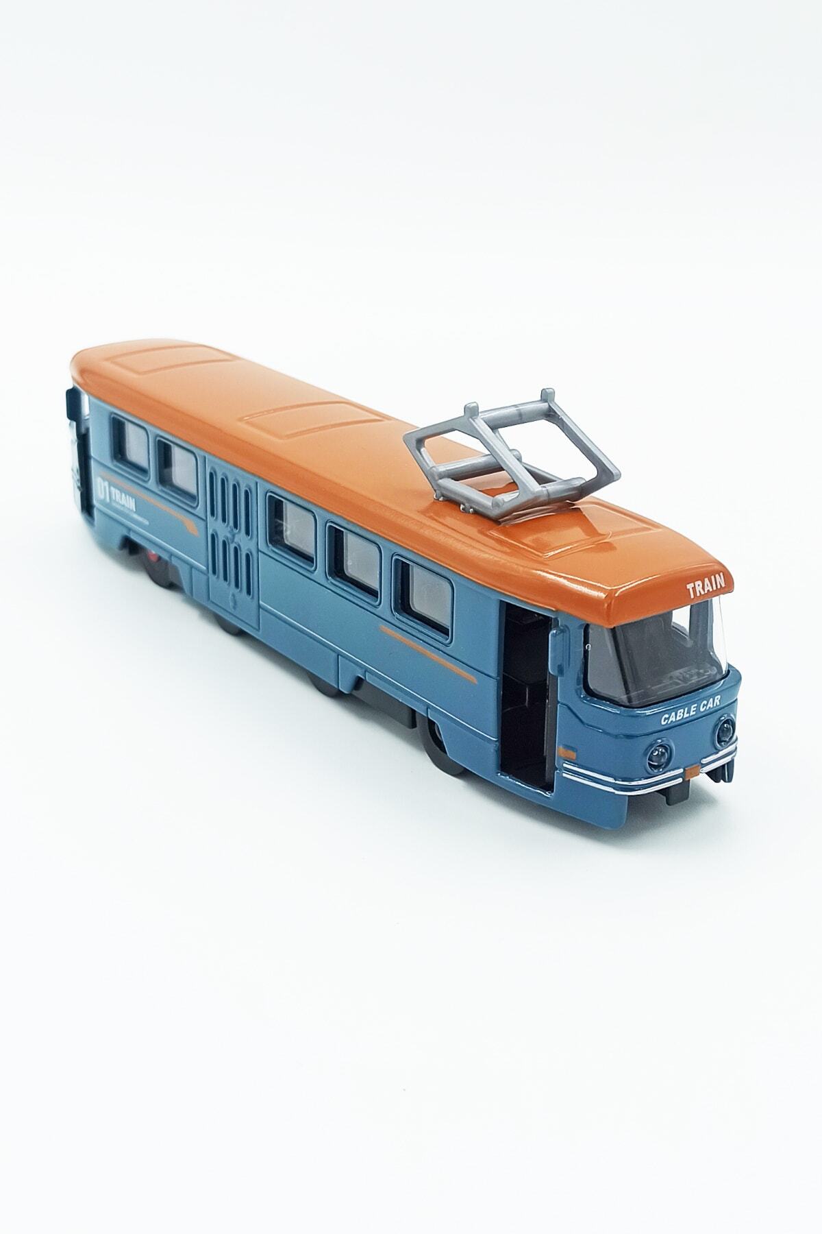 PopŞeker Oyuncak Metal Tren Sesli, Işıklı, Müzikli Çek-bırak Özellikli Kapıları Açılan Metal Tren 19cm.