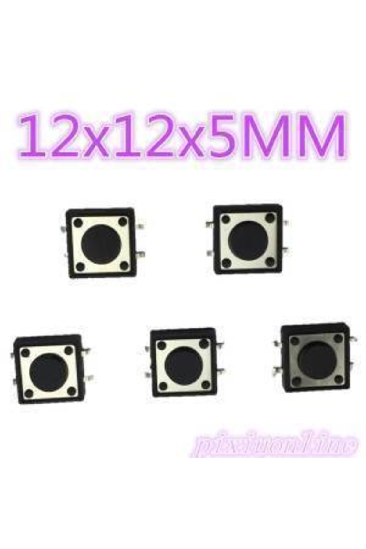 5 Adet Kare Buton 12x12x5mm Büyük Tac Switch Elektronik Kart 3