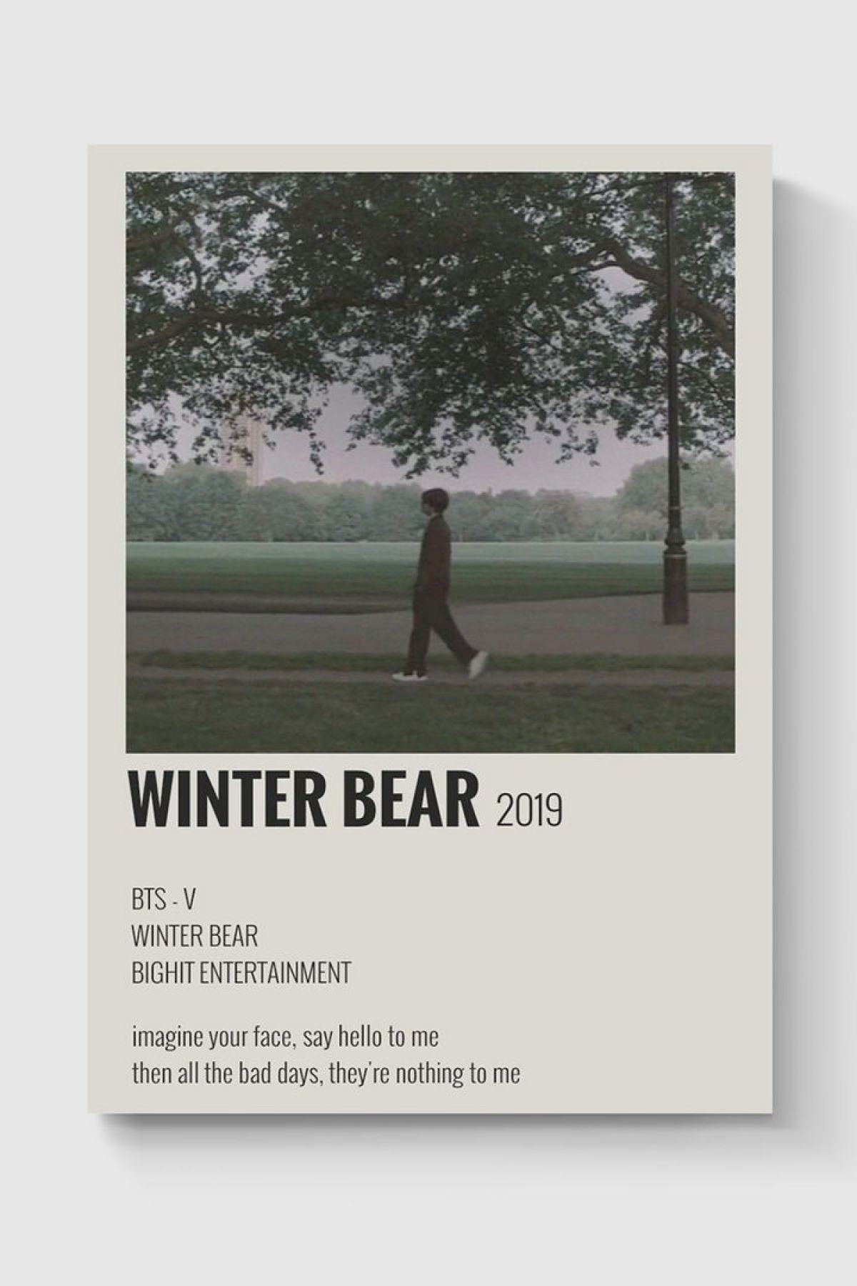 DuoArt Bts - V Winter Bear Kpop K-pop Info Card Bilgi Kartı Minimalist Poster