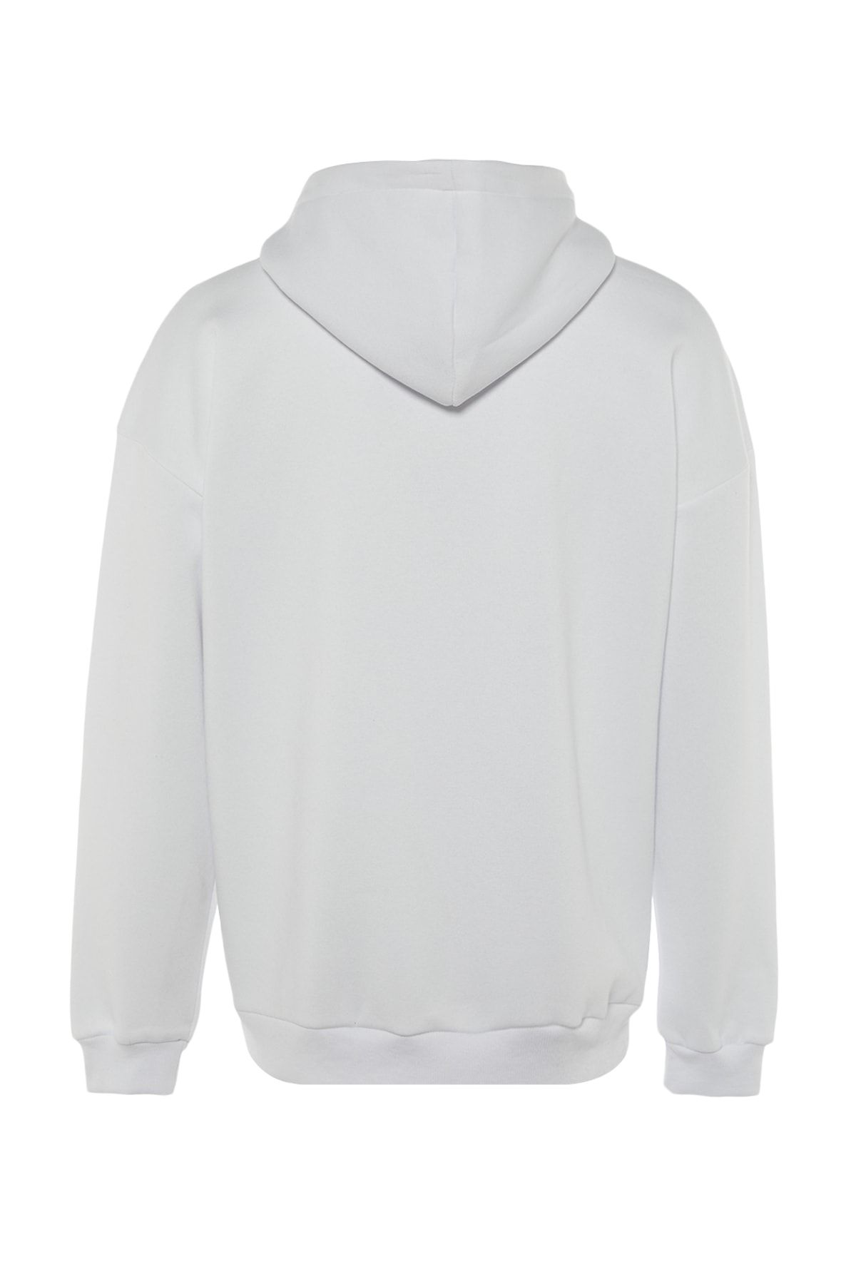 Trendyol Collection-Fehér kapucnis polár pulóver - Oversize, TMNAW21sw2005 felirattal 7