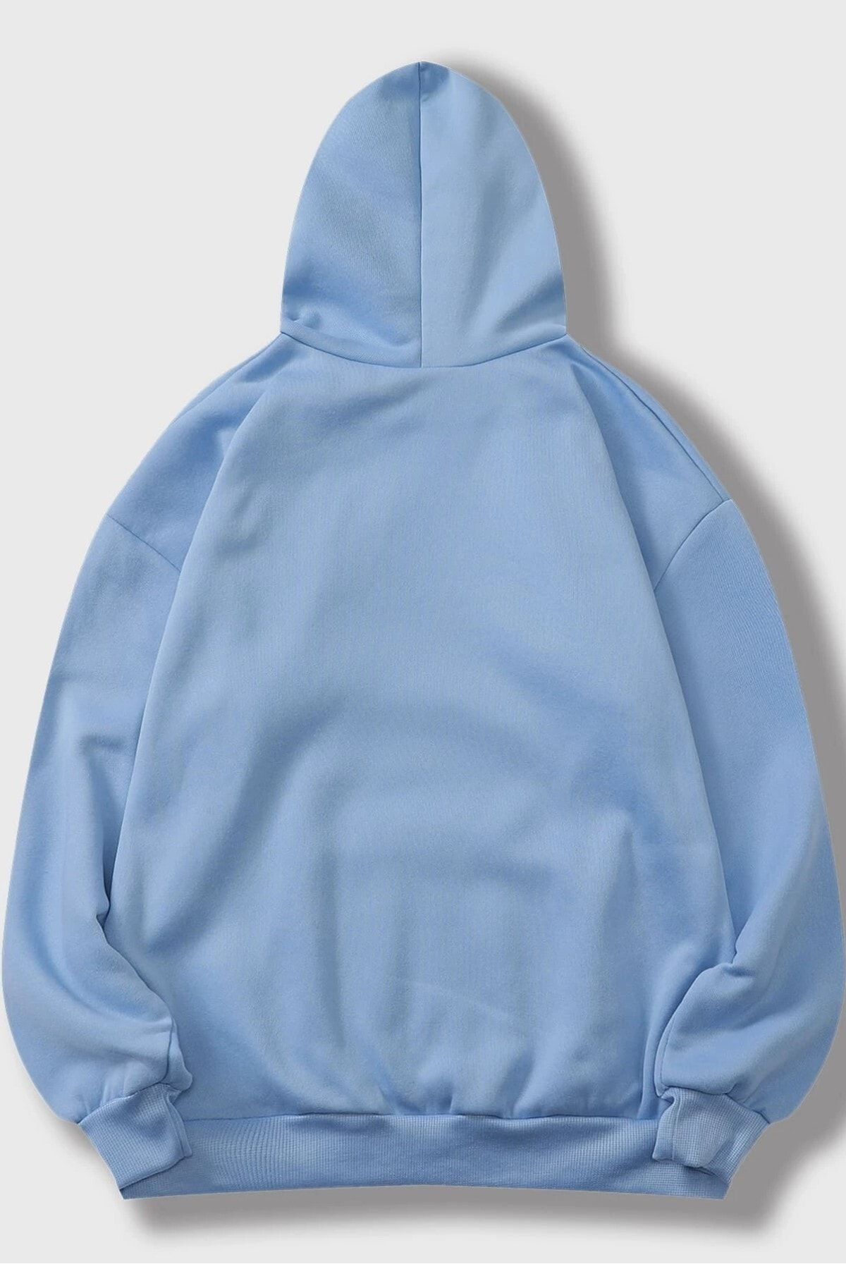 MODAGEN-Unisex-Sweatshirt mit Kapuze, einfarbig, Babyblau 2