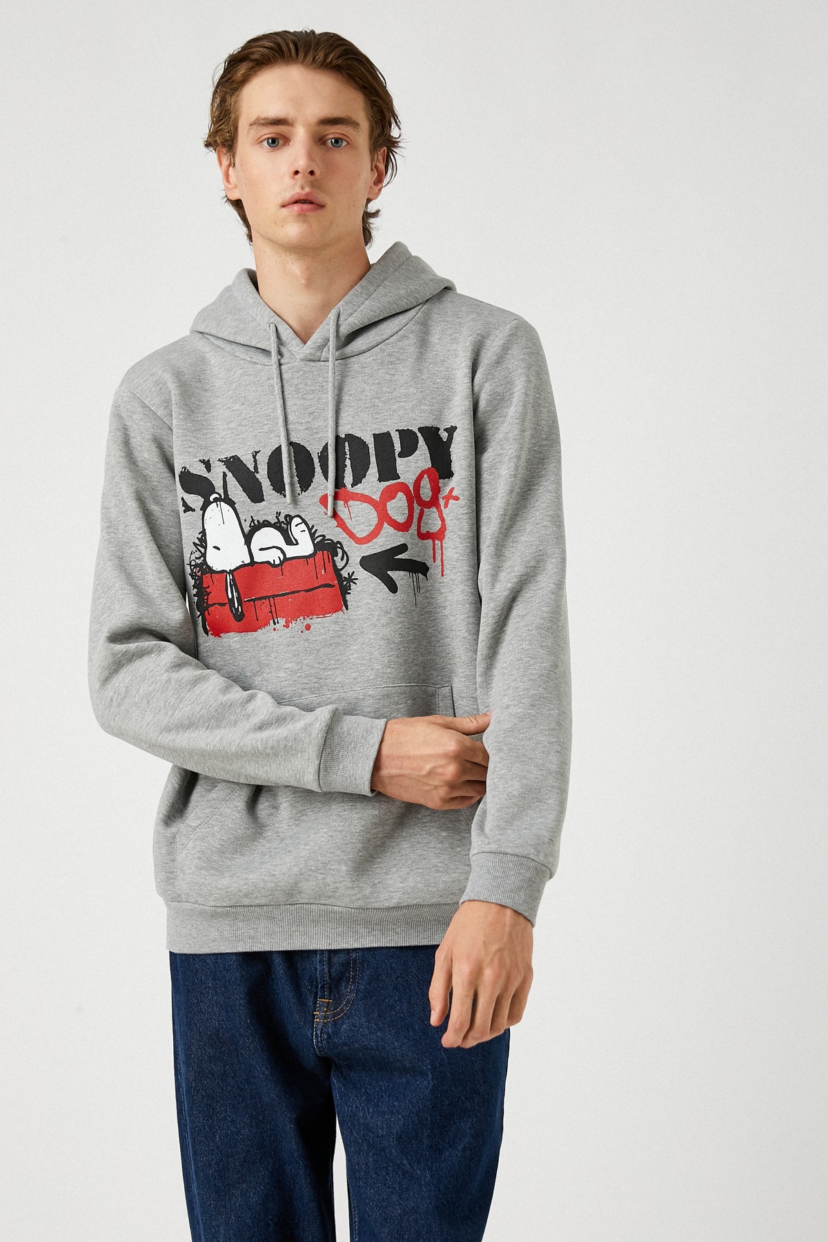 سویشرت مردانه خاکستری کوتون | 3WAM70524MK اورجینال - تصویر 2