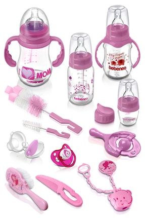 Premium Yenidoğan Bebek Hediye Seti Pembe | Özel Kutusunda Emzik Biberon Seti Newborn Gift Pink 9932_P