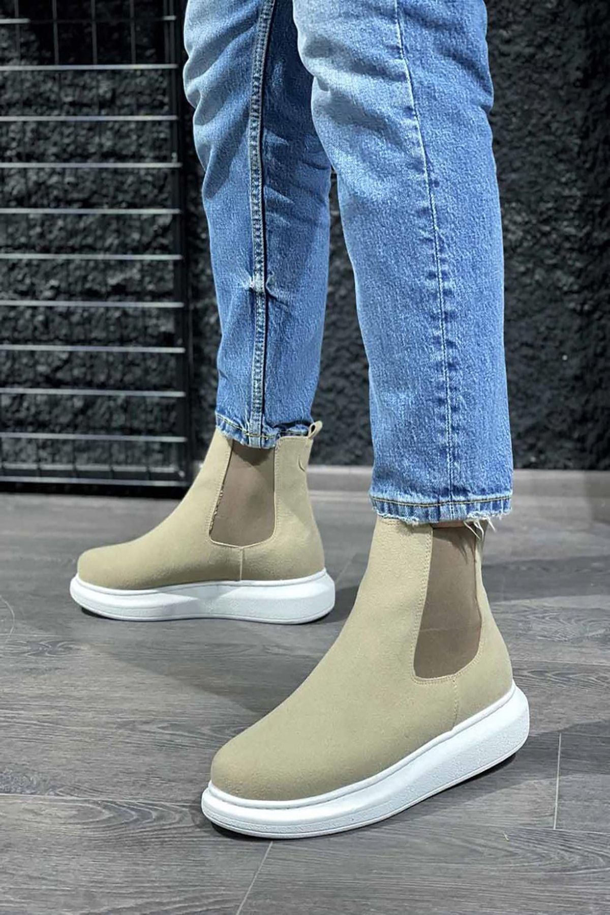 Mida Shoes Mink Suede High Sole Elastic Men s Boots Trendyol
