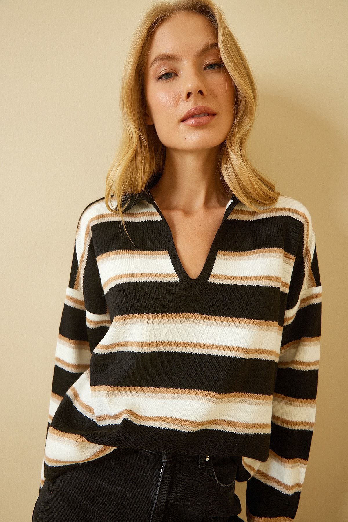 Happiness İstanbul Pullover Schwarz Regular Fit
