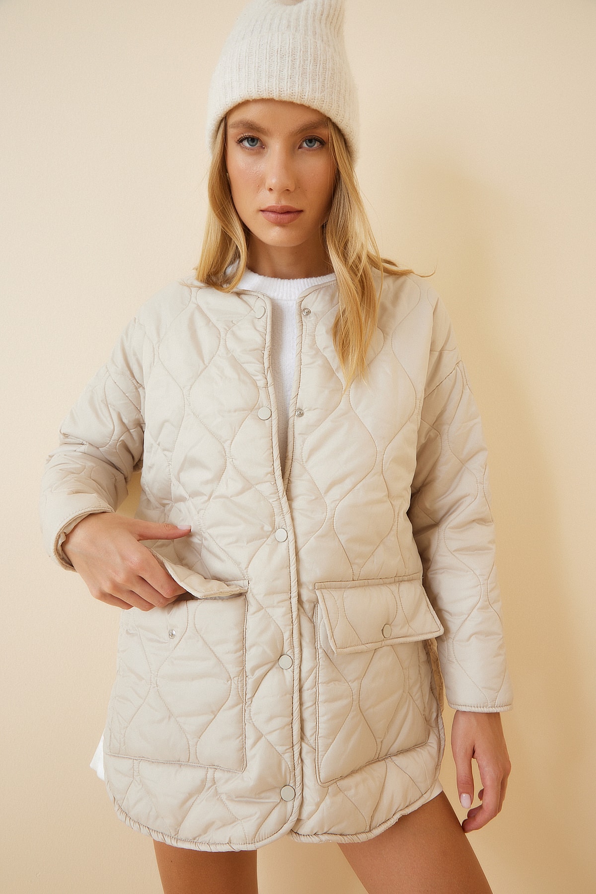 Cream colour winter jacket clearance