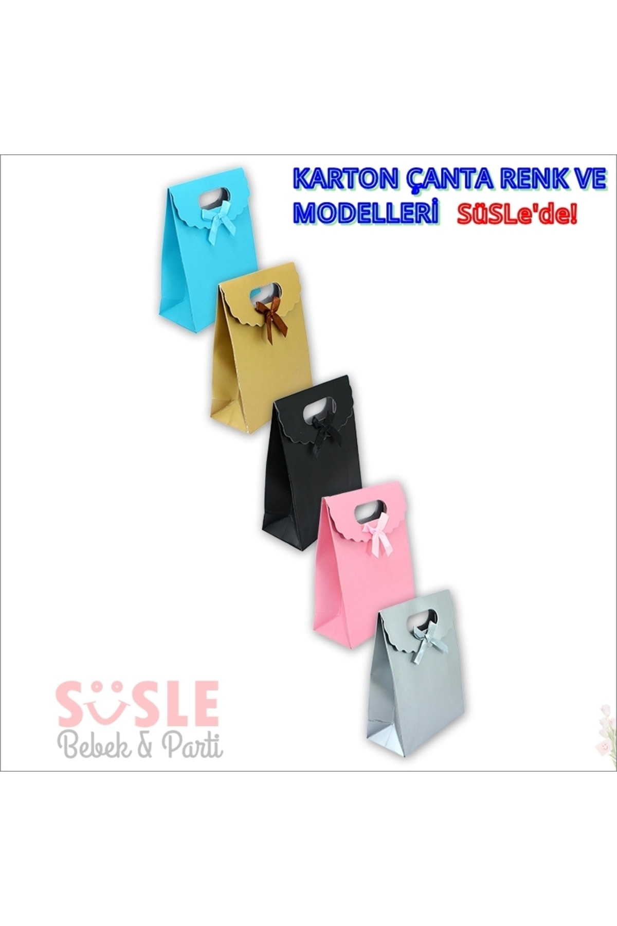 Süsle Baby Party El Geçmeli Karton Çanta 16 X 12 X 6 Cm, Mavi - 12 Adet fotoğrafı 6 (önizleme)