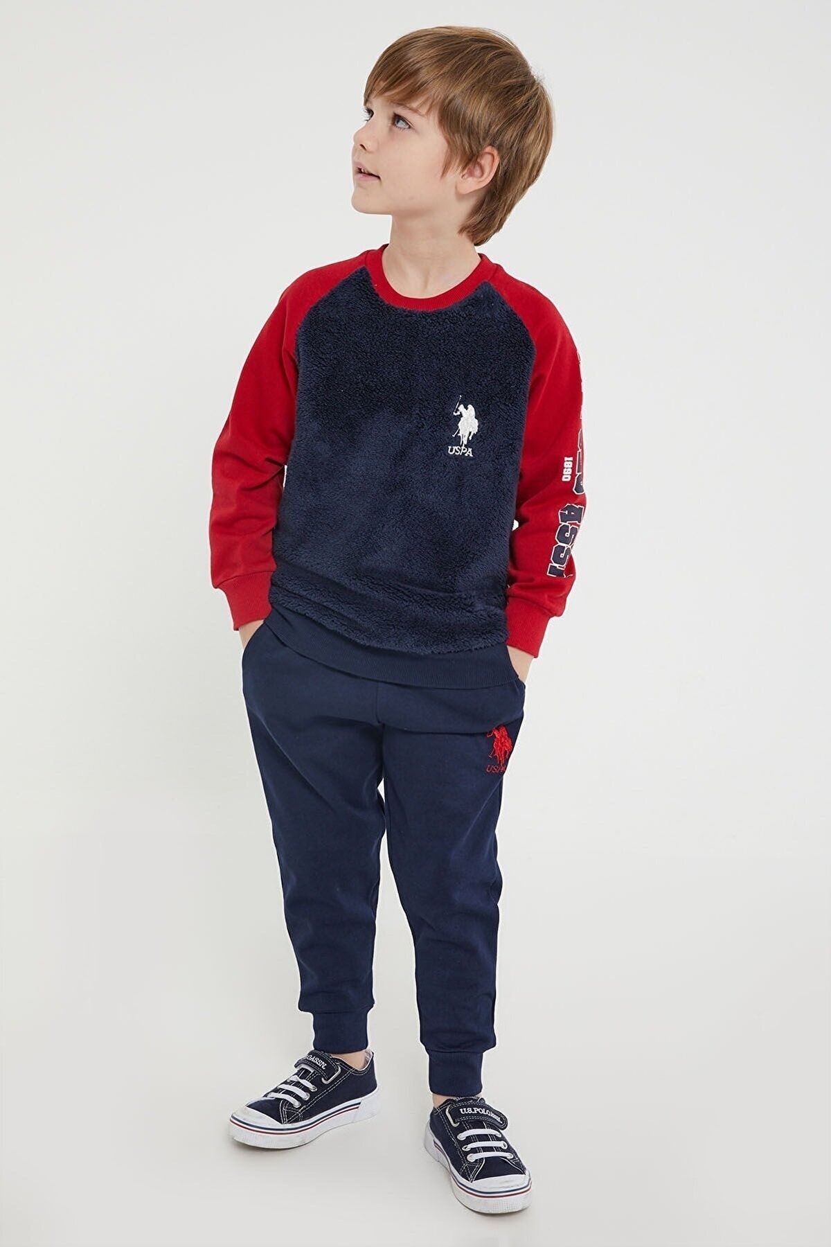 U.S. Polo Assn. Licensed Boy s Ribbed Fleece Tracksuit Set Trendyol