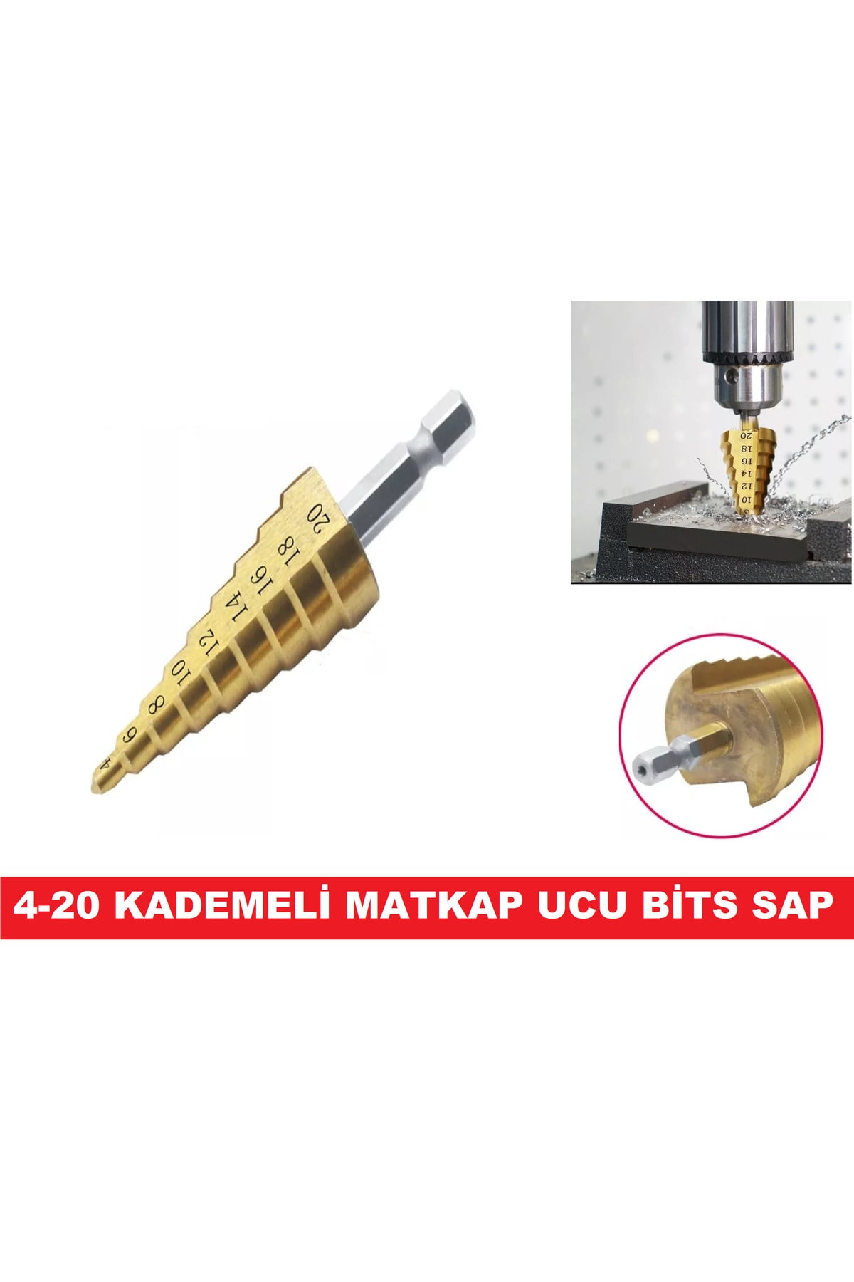CEKSAN Kademeli Matkap Ucu 4-20mm Bits Saplı Hss -kozalak Uç