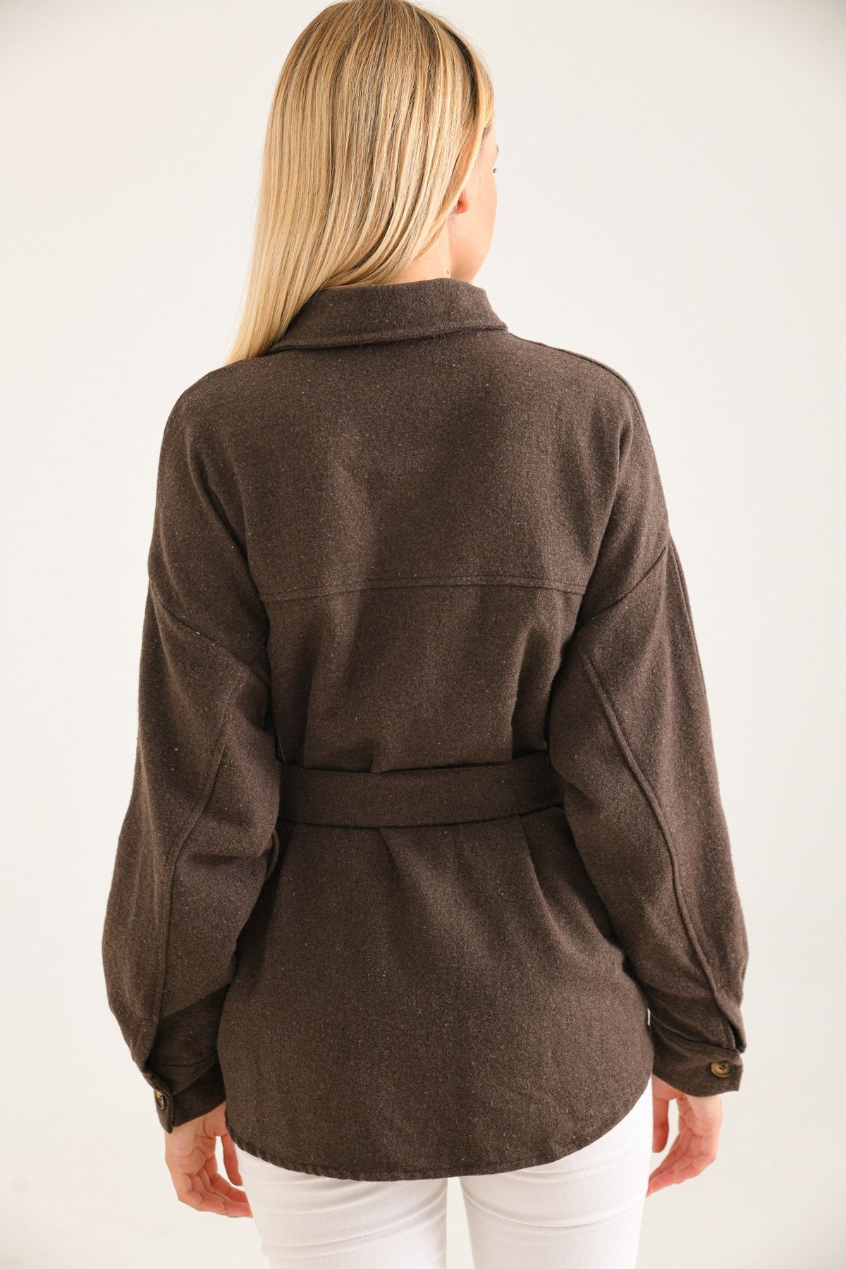 VOLT CLOTHİNG-سترة نسائية كبيرة الحجم بحزام 4