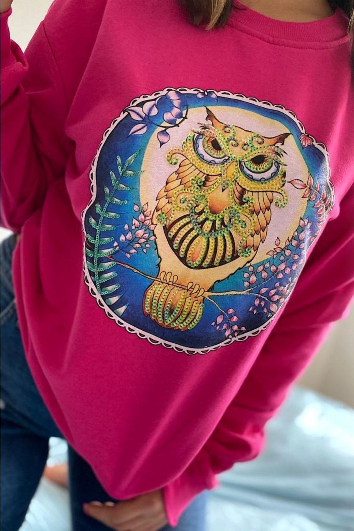 FEMELLE Women s New Season Leaf Owl Stamp Sequin Embroidered 100