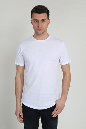 Erkek Kısa Kollu Oval Kesim Basic T-shirt 21k-3400741-01 Beyaz 21K-3400741-01