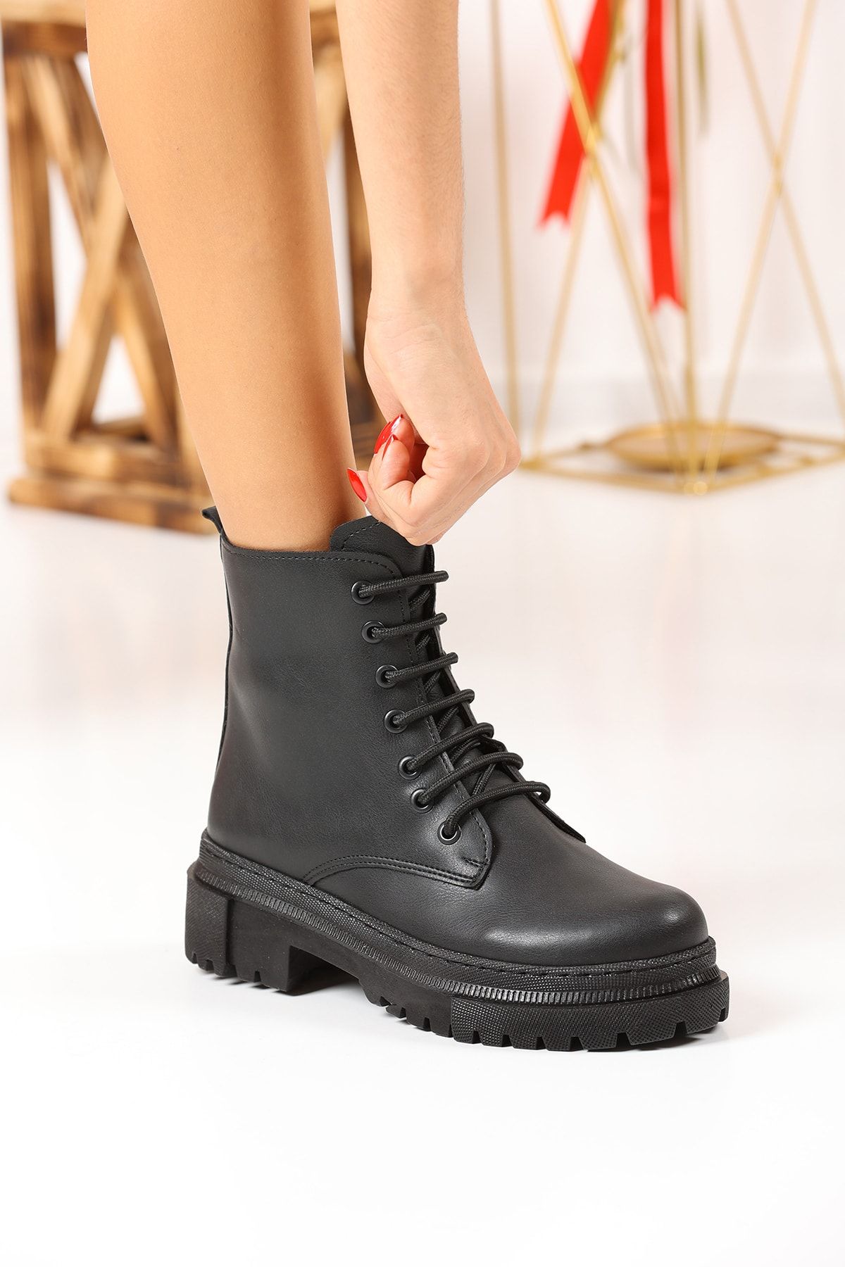 Ankle length lace deals up boots
