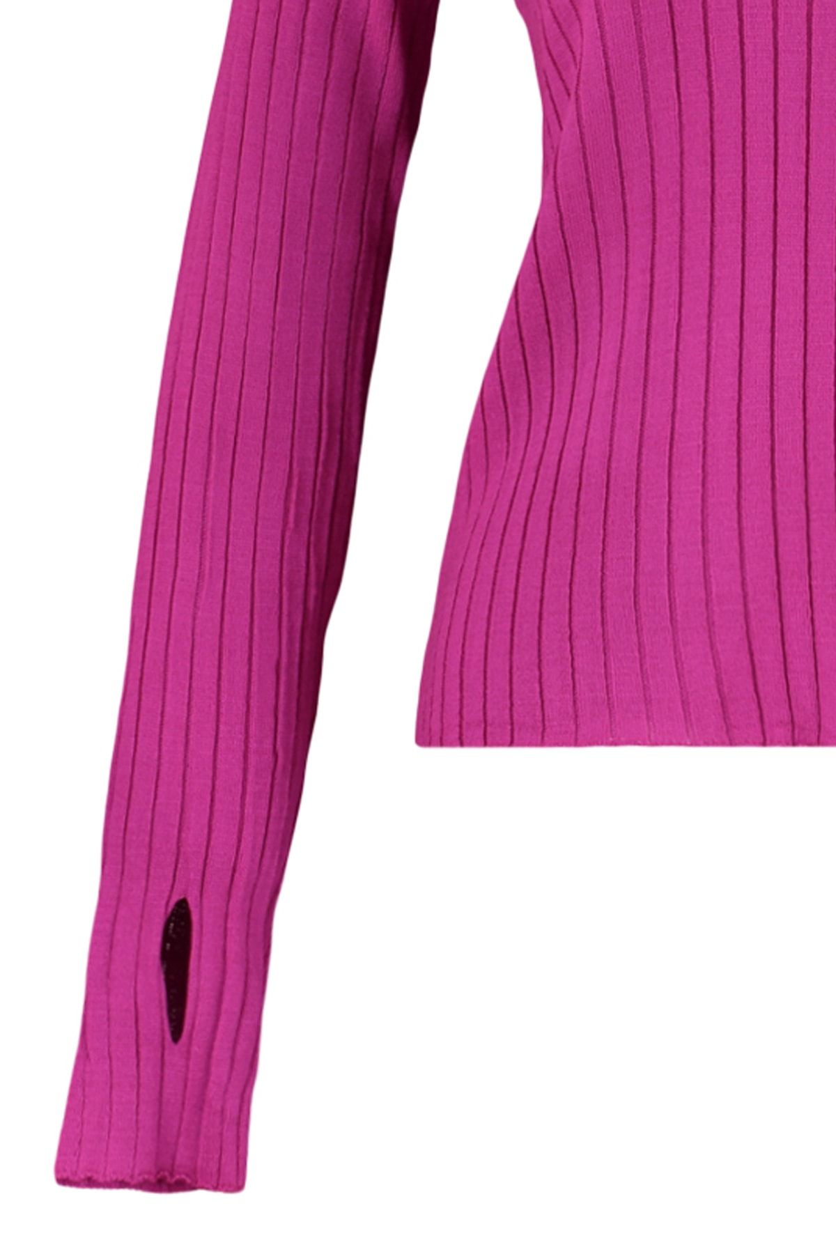 Trendyol Collection-Fuchsia Ärmel Detail Polo Kragen Trikot Pullover TWOAW21KZ1113 8