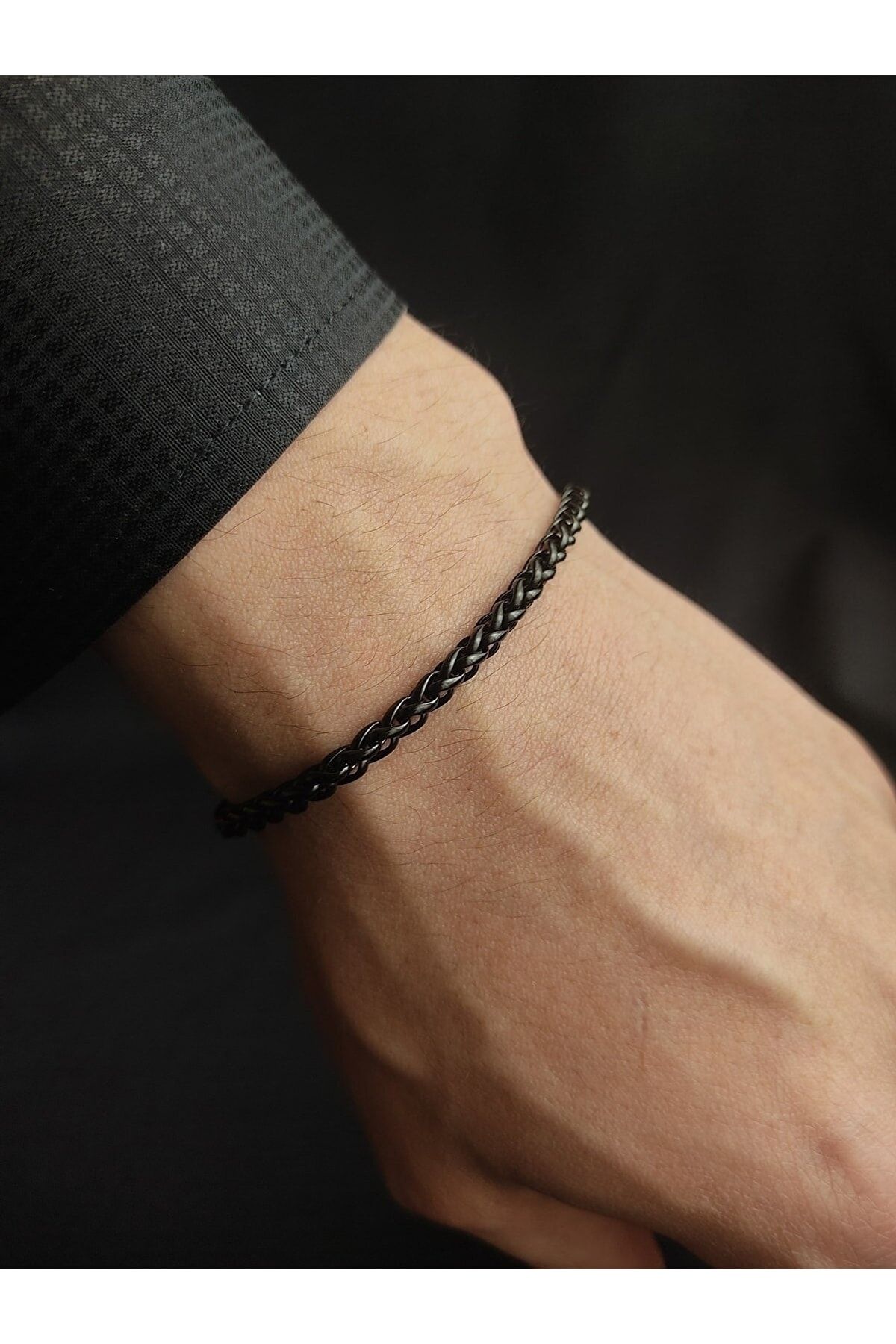 UBUH SHOP Angelus Burgu Model Unisex Paslanmaz Çelik Siyah Zincir Bileklik